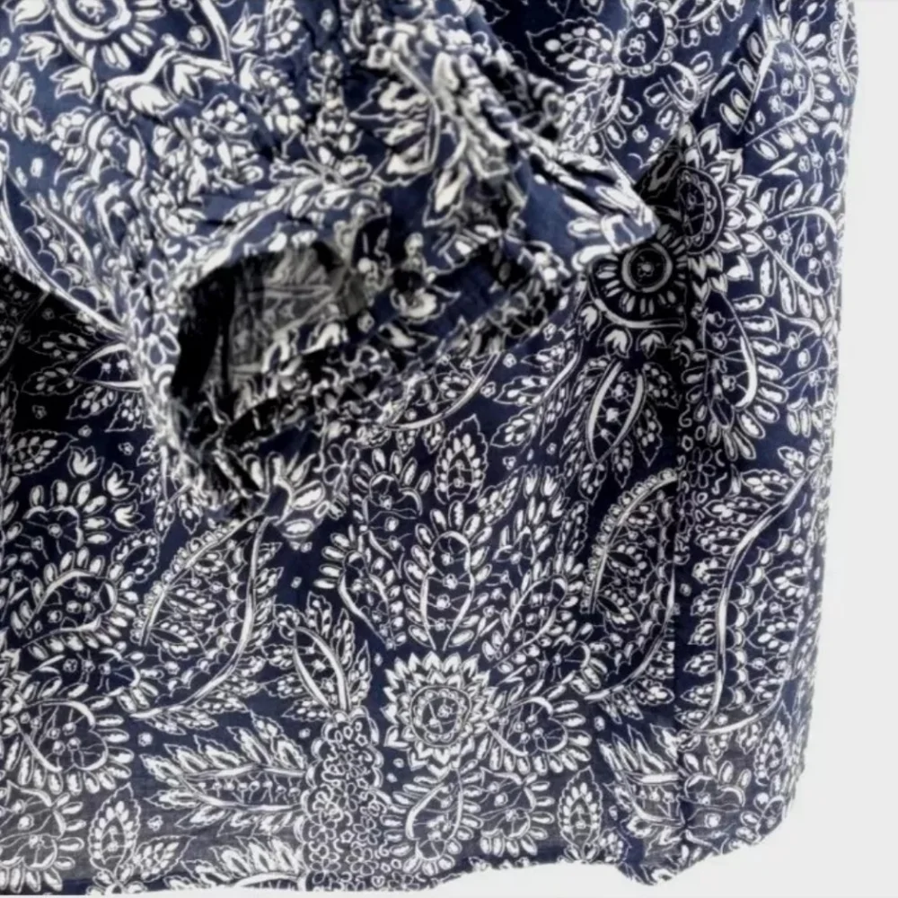 Madewell‎ Blue Paisley Garden Print Ruffle Shoulder Top